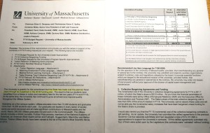 UMass budget request form for Fiscal Year 2016, includes first two pages